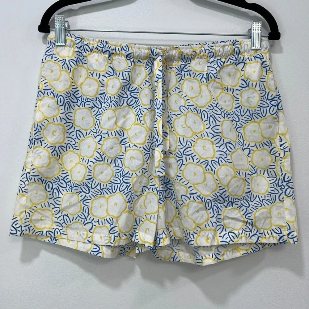 Derek Rose London Womens Pajama Set Small NWT Cotton Tank Floral Blue Yellow - Picture 2 of 13